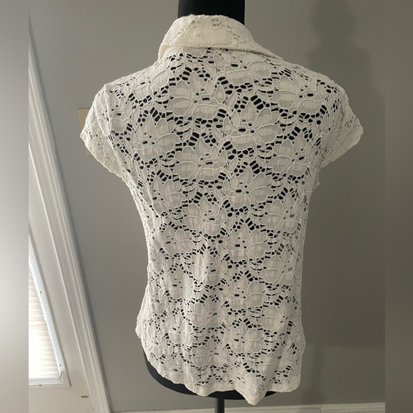Maison Jules polo style lace look top in small - Picture 3 of 8